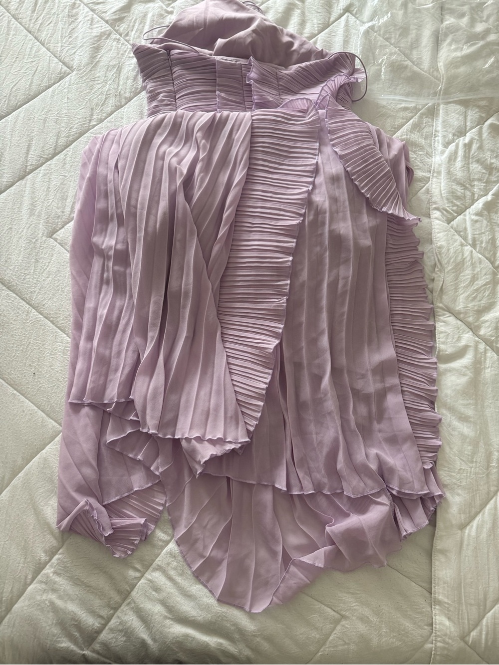 One-Shoulder Lavender Ruffle Maxi Dress - Picture 8 of 10